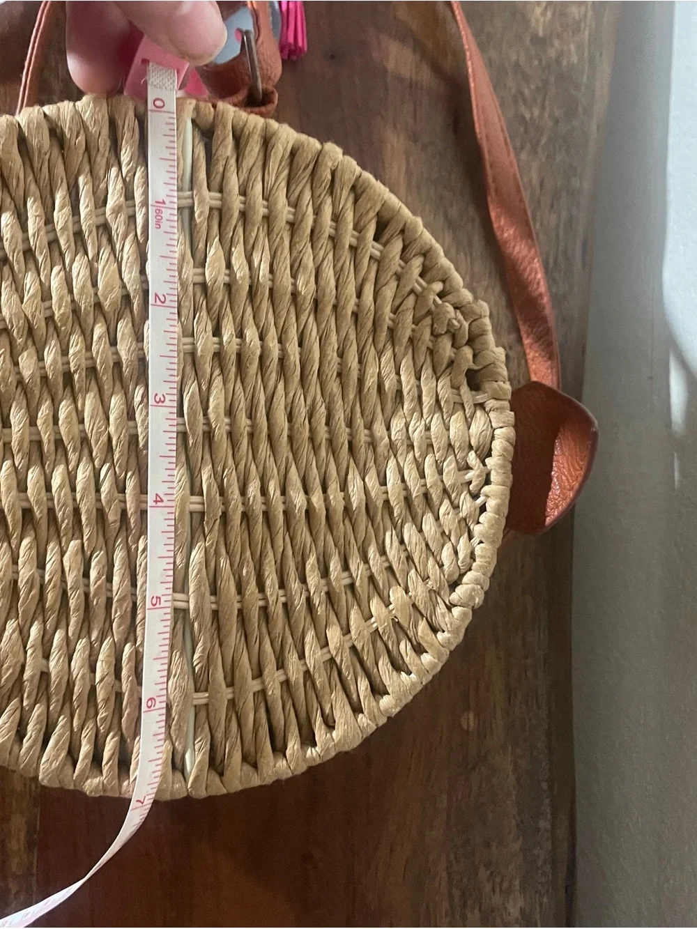 Round Woven Straw Crossbody Bag | Boho Summer Rattan Purse + Ice Cream Charm